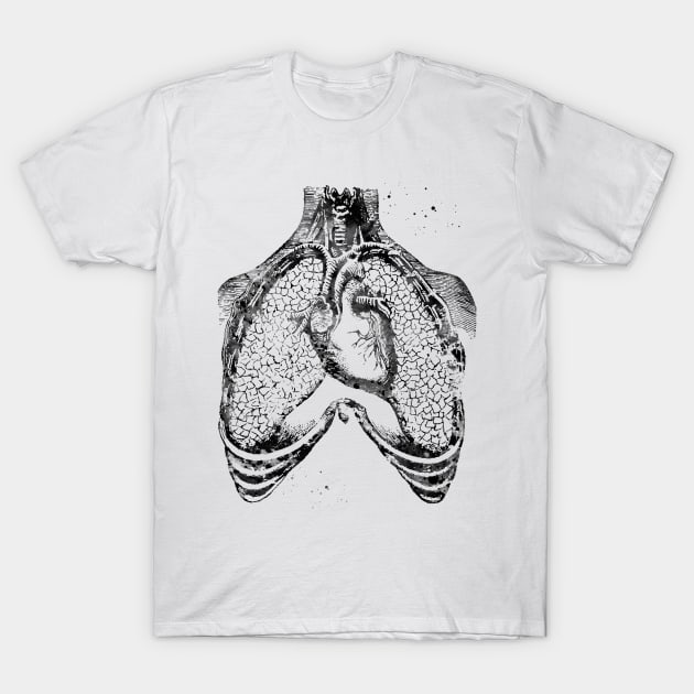 Human heart and lungs T-Shirt by erzebeth